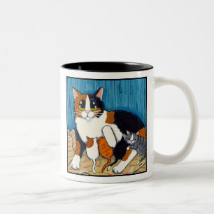 2 Couleurs Chat de la maman   et tasse de remplacement d'art