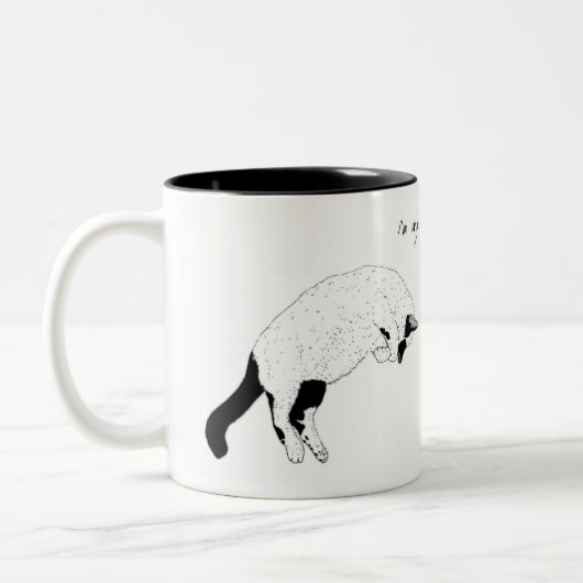 2 Couleurs Chat, je gaspille ma vie, tasse animale (Gauche)