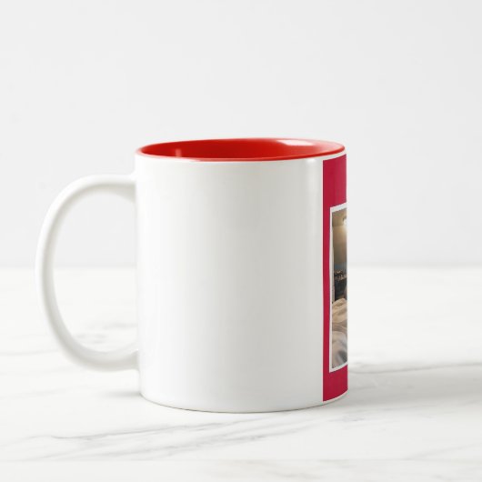 2 Couleurs chat noir et blanc sur tasse rouge (Gauche)