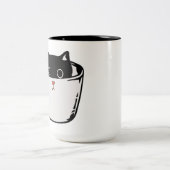 2 Couleurs Chaton noir avec nez rouge caché dans une tasse (Centre)