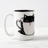 2 Couleurs Chaton noir avec nez rouge caché dans une tasse (Gauche)