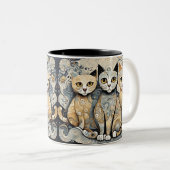 2 Couleurs chats apaisants tasse de café (Devant droit)