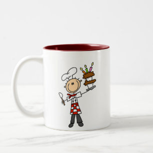 2 Couleurs Chef avec la tasse de gâteau d'anniversaire