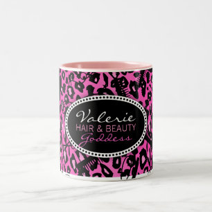 2 Couleurs Cheveux d'empreinte de léopard et tasse roses de