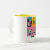 2 Couleurs chien en sticker sur tasse jaune (Devant gauche)