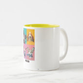 2 Couleurs chien en sticker sur tasse jaune (Devant droit)