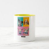 2 Couleurs chien en sticker sur tasse jaune (Centre)