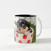 2 Couleurs Chien mignon dans la tasse (Devant droit)