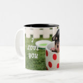 2 Couleurs Chien mignon dans la tasse (Devant gauche)