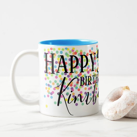 2 Couleurs Cinquantième tasse personnalisée d'anniversaire (Avec donut)