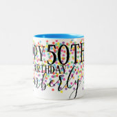 2 Couleurs Cinquantième tasse personnalisée d'anniversaire (Centre)