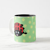 2 Couleurs Coccinelle avec la tasse de fleurs (Devant gauche)