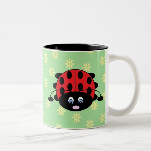 2 Couleurs Coccinelle avec la tasse de fleurs (Droit)