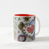 2 Couleurs Coeurs et tasse de fleurs (Devant droit)
