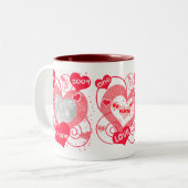 2 Couleurs Coeurs tasse faite sur commande de photo d'amour (Devant gauche)