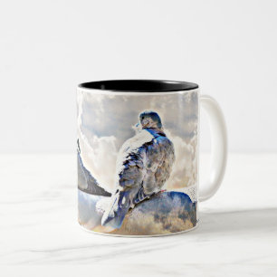 2 Couleurs Colombes dans la tasse de café de cieux/tasse
