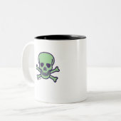 2 Couleurs Crâne vert noir tasse à deux tons (Devant gauche)