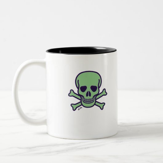 2 Couleurs Crâne vert noir tasse à deux tons (Gauche)