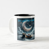 2 Couleurs Crescent lune et étoiles scintillantes tasse de ca (Devant gauche)