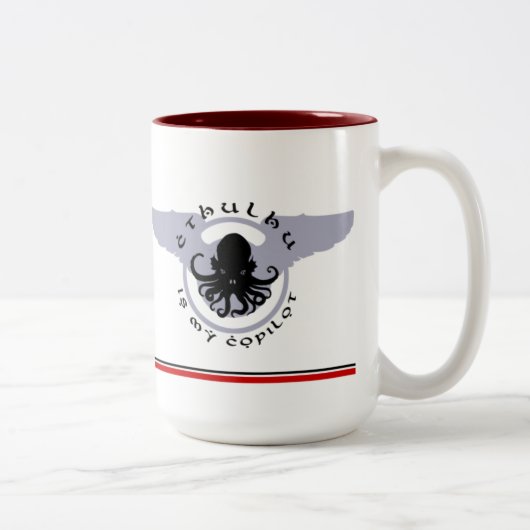 2 Couleurs Cthulhu est ma tasse ROUGE de RAYURE de co-pilote (Droit)