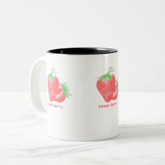 2 Couleurs Cute tasse de café fraise (Devant gauche)