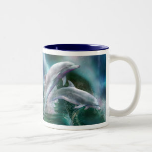 2 Couleurs Danse de la tasse d'art de dauphins