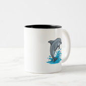 2 Couleurs Dauphin joyeux Splash - Tasse (Devant droit)