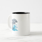 2 Couleurs Dauphin joyeux Splash - Tasse (Devant gauche)