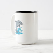 2 Couleurs Dauphin joyeux Splash - Tasse (Devant gauche)