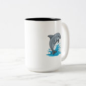2 Couleurs Dauphin joyeux Splash - Tasse (Devant droit)