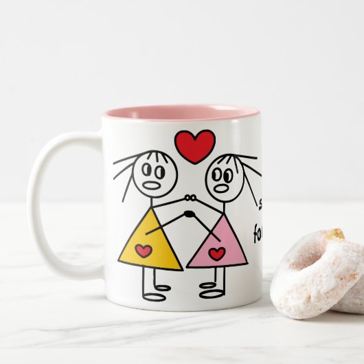 2 Couleurs De soeurs chiffre adorable tasse de bâton pour (Avec donut)