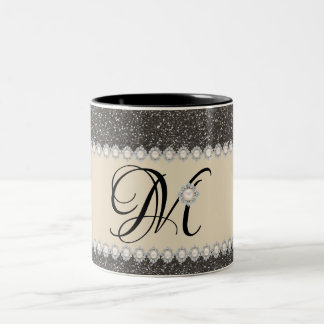 2 Couleurs Décoration de la tasse de café Girly de monogramme
