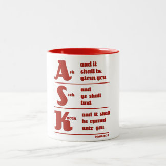 2 Couleurs "Demandez, cherchez et frappez" la tasse