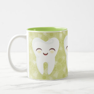 2 Couleurs Dents mignonnes de bande dessinée - tasse verte d