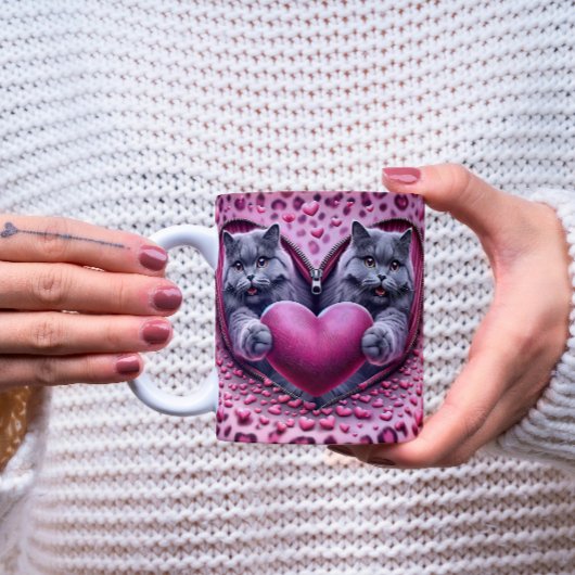 2 Couleurs Des câlins chauds dans la tasse de café spéciale d