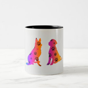 2 Couleurs Deux chiens toniques tasse de café.