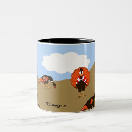 2 Couleurs Dindes dans la tasse d'automne (Centre)