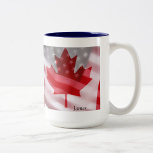 2 Couleurs Drapeaux américains et canadiens tasse de café