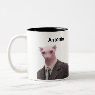 2 Couleurs drôle mème de chat antonio tasse design