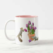 2 Couleurs Écureuils avec la tasse de tulipes (Gauche)