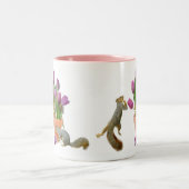 2 Couleurs Écureuils avec la tasse de tulipes (Centre)