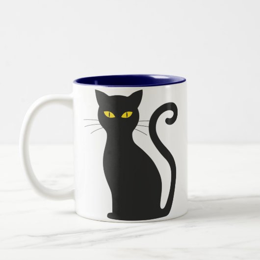 2 Couleurs Éffrayante tasse de café de chat noir (Gauche)