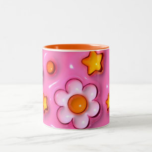 2 Couleurs Élégant motif floral en 3D, tasse de café à motif 