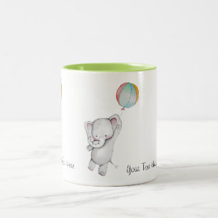 2 Couleurs Éléphant de bébé avec la tasse de ballon
