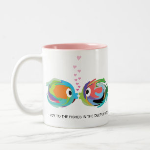 2 Couleurs Embrassant des poissons 11 onces. Tasse en