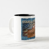 2 Couleurs Étoiles & Rayures - Tasse à café (Devant gauche)