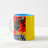 2 Couleurs FÊTE TRAVERSE sur une tasse de café. (Devant gauche)