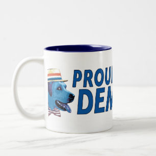 2 Couleurs Fier d'être une tasse bleue de Démocrate de chie