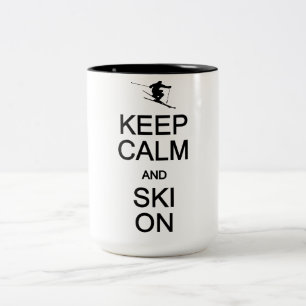 2 Couleurs Gardez le calme et le ski sur la tasse - pour