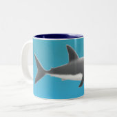 2 Couleurs Grande tasse de requin blanc (Devant gauche)